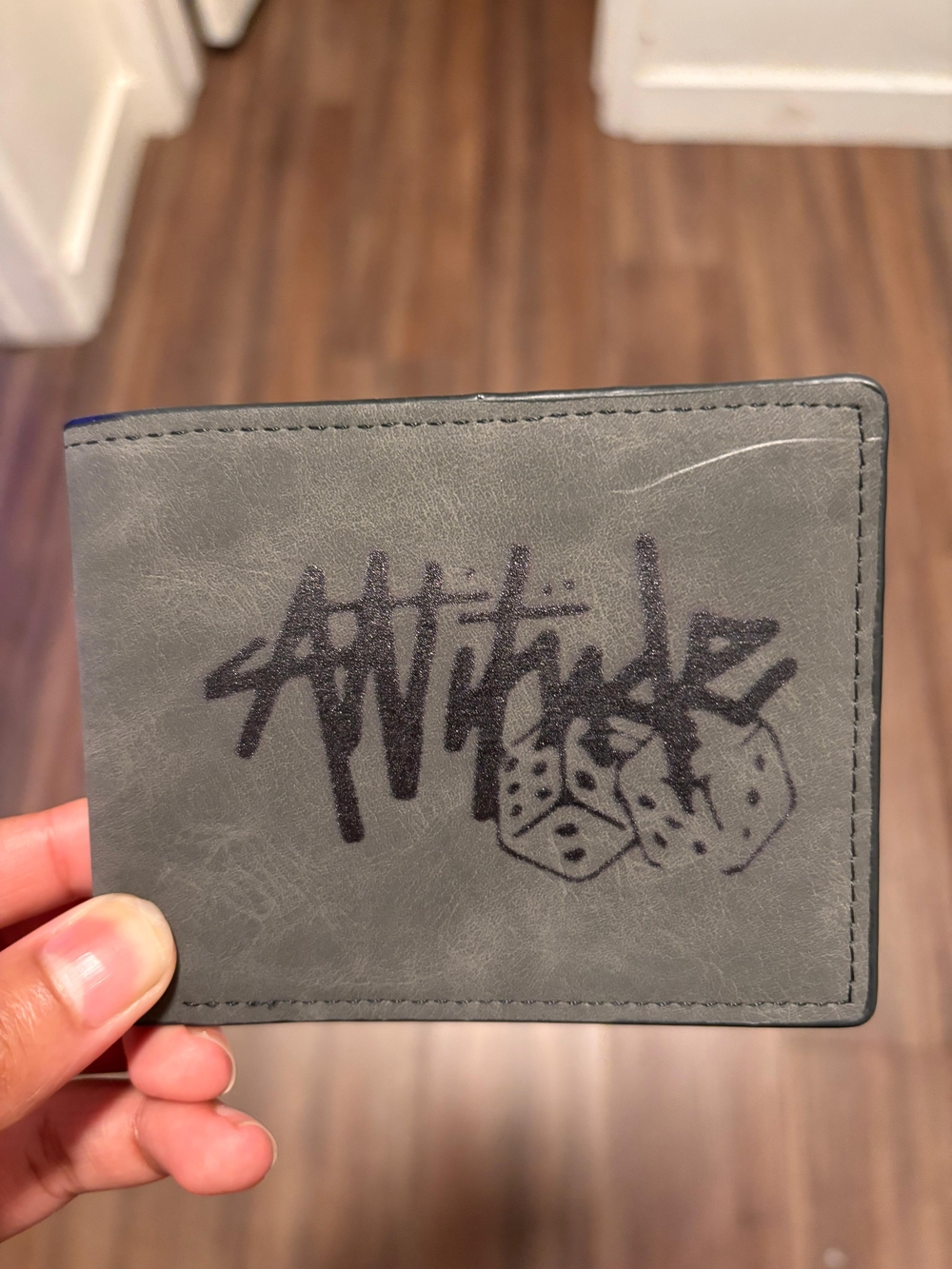 Gray 'Attitude' Bifold Wallet for Men